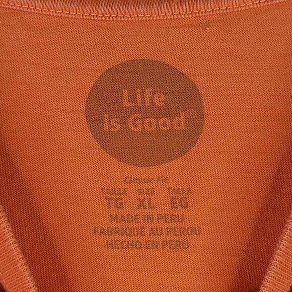 Life is Good Mens Short Sleeve Crewneck T-Shirt Tee Size XL Orange Dad Father - Picture 7 of 9